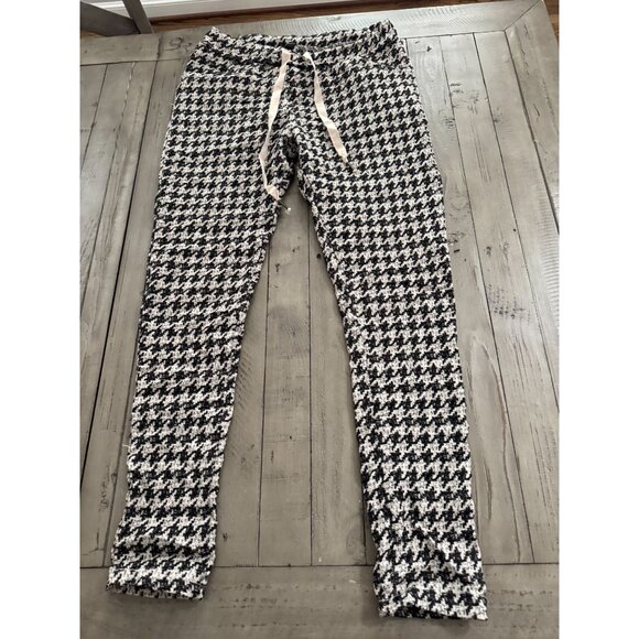 Venti6 Venti 6 Italy Drawstring Jogger Pants Herringbone Black White Size Medium - Picture 2 of 4